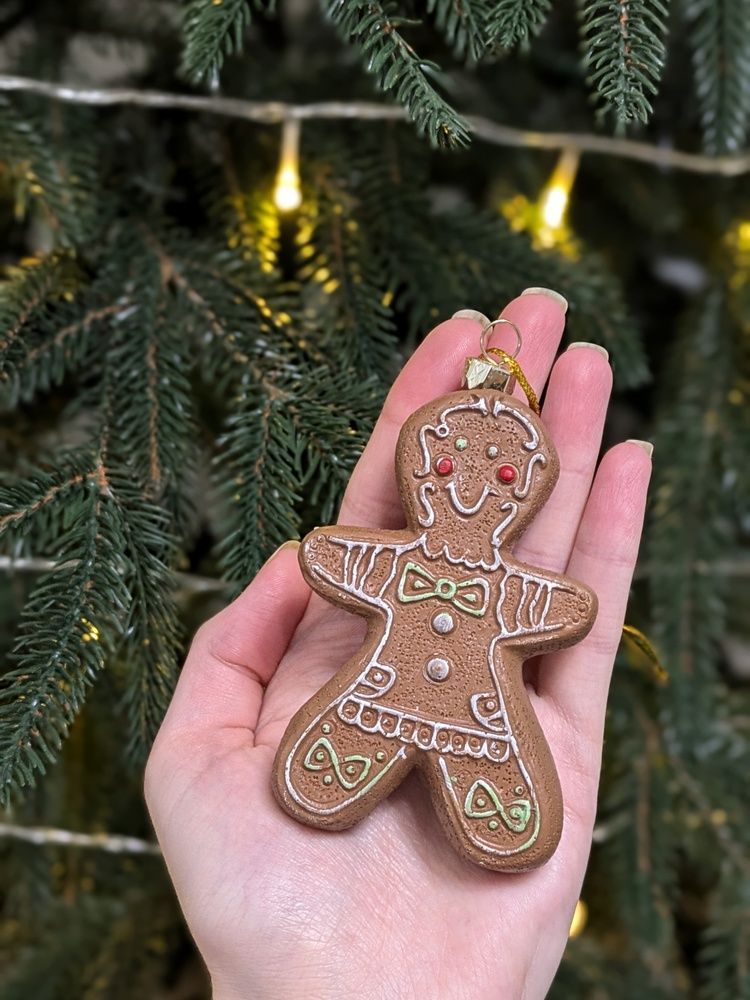 Ялинкові іграшки: імбирний чоловічок і пряничний будиночок 2 шт 12134 фото